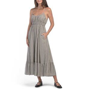 MAX STUDIO Black/Cream Spaghetti Strap Maxi Dress